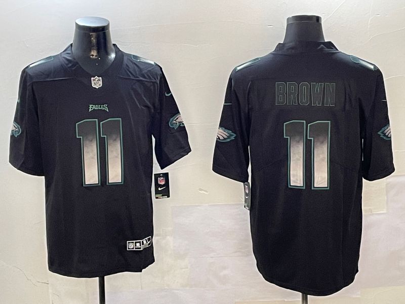 Men Philadelphia Eagles #11 Brown Black Nike Smoke Fashion 2024 Limited NFL Jersey style 1->philadelphia eagles->NFL Jersey
